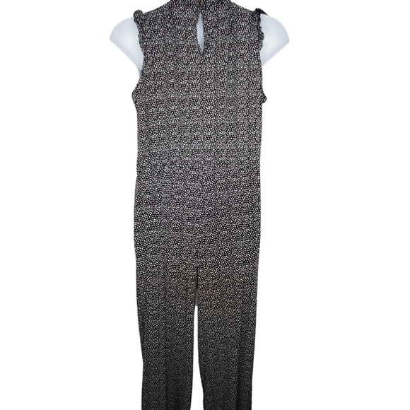 Adrianna Papell Wide Leg Jumpsuit Size L Stretch Black and White Print Spring - Picture 5 of 13